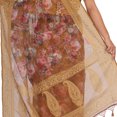 thumbnail image 4 of Organza digital print Banarasi Sari - Brown, 4 of 4