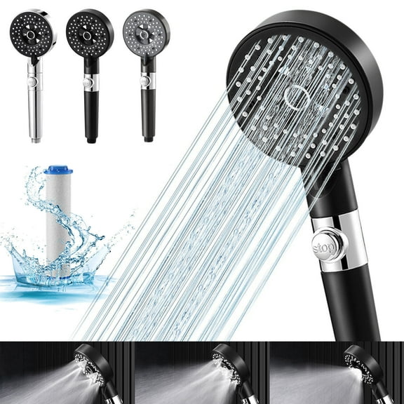 Shower Nozzle, Pressurized Shower Head Shower Bar Bath Faucet Water Heater Set Rain Out Water Volume Showerhead Water Softener Filters Beads for Hard Water - Remove Chlorine - Reduces Dry Itchy Skin