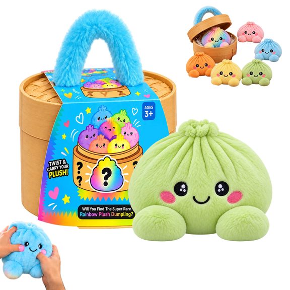Green Plush Dumpling Squishy Toys Cute Stuffed Anxiety Relief Fidget with Simulated Steamer Fuzzy Handlle for Holiday & Birthday Gifts Christmas Stocking Stuffers