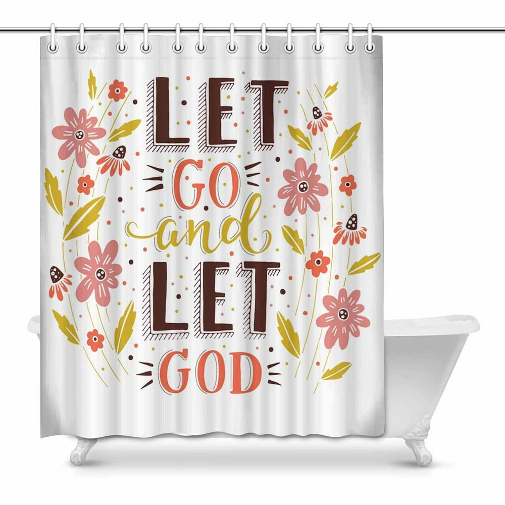MKHERT Religions Bible Lettering Let Go and Let Waterproof Shower