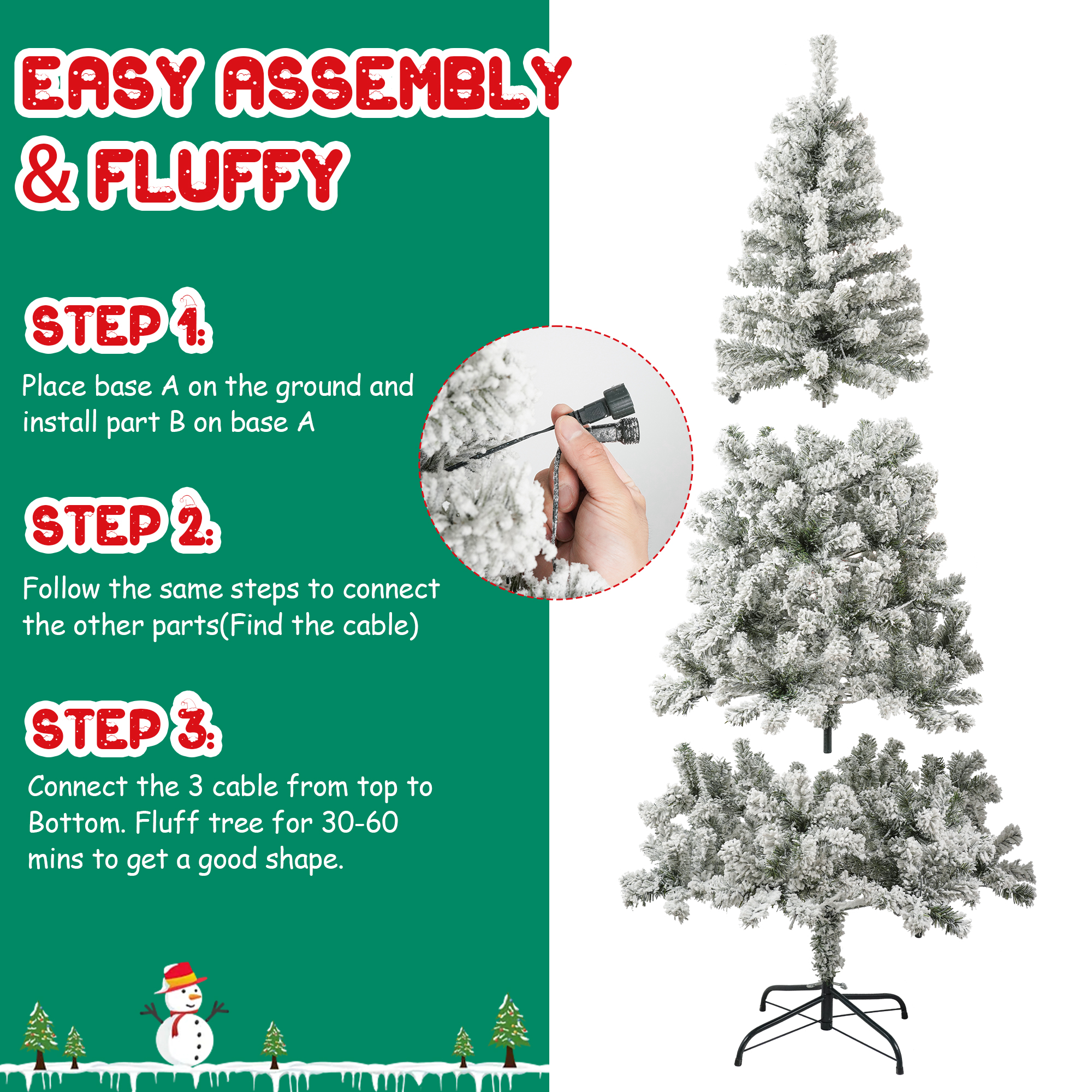 7.5FT Prelit Blue Christmas Tree, Full Xmas Pine Tree with 1300 Branch Tips 400 Cold Warm Light for Holiday Indoor Outdoor Decoration