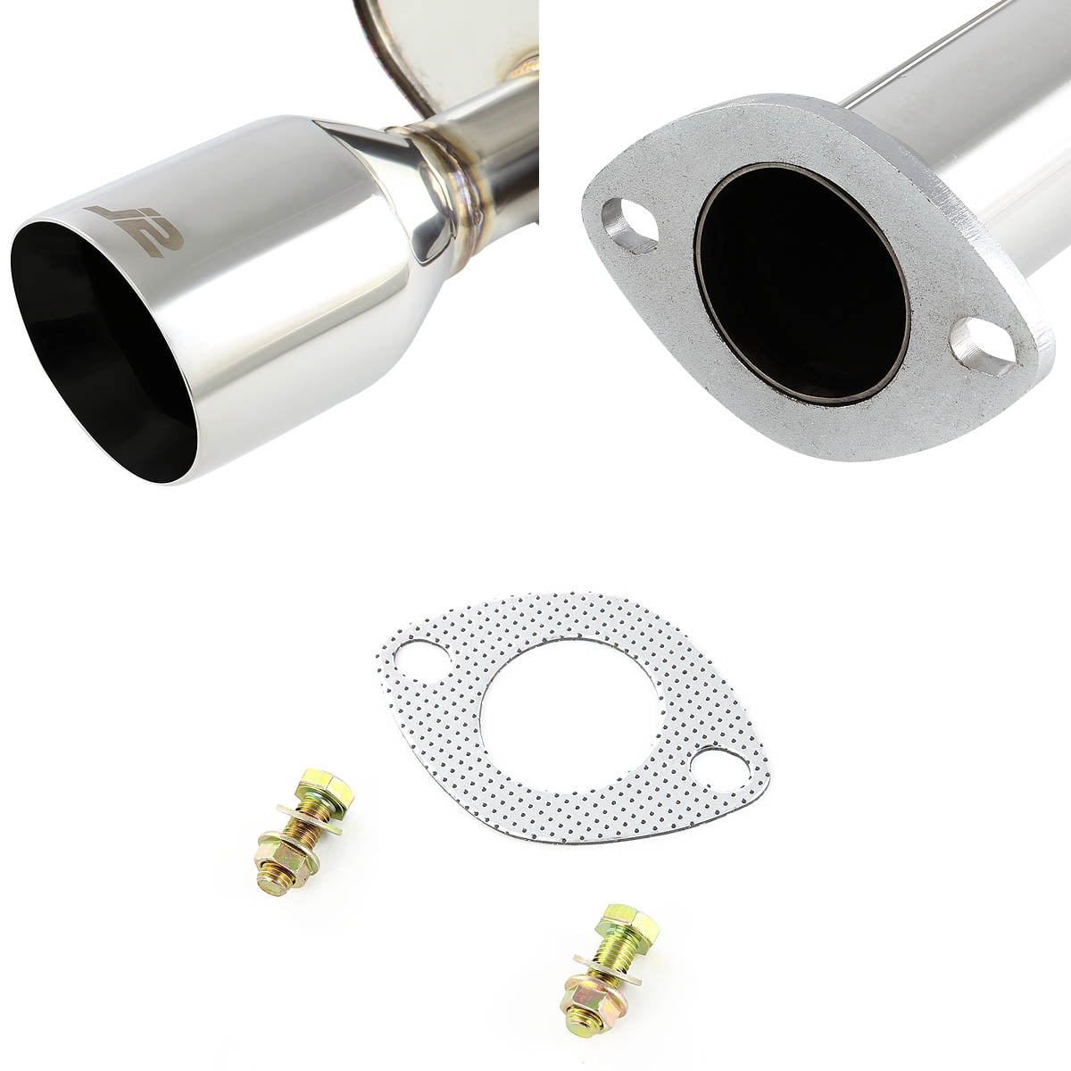 J2 Engineering J2-CBE-OS-039 J2 Engineering J2CBEOS039 4" Rolled Tip Catback Exhaust System for 10-15 Prius 11 12 13 14