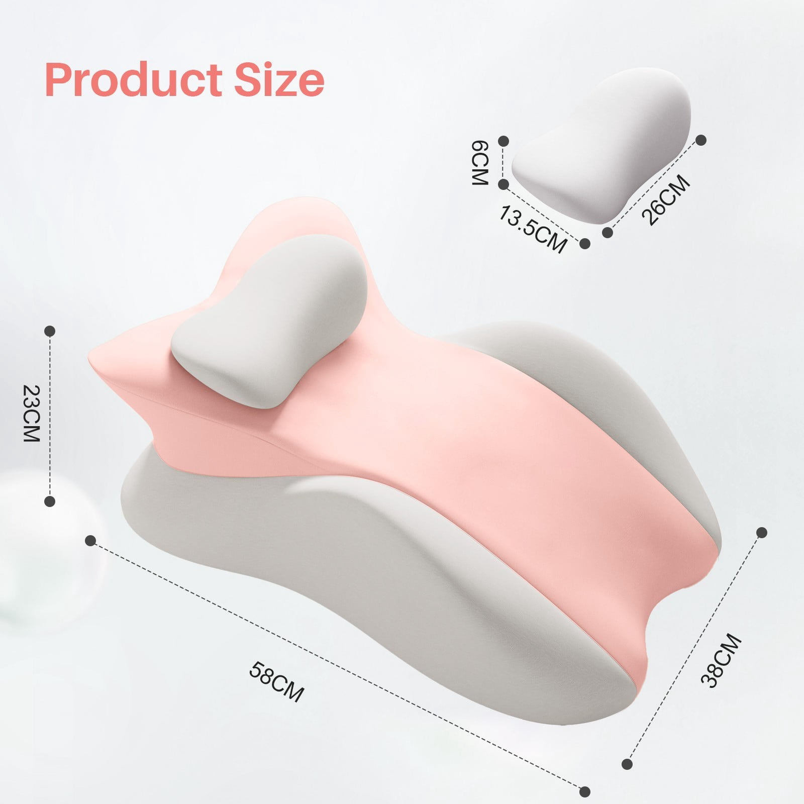 JIAN YA NA Multi-Position Wedge Pillow for Adults, Memory Foam Support Bed Pillow with Removable Cover for Sleeping Sitting Up Prone Reading (Pink/Gray)