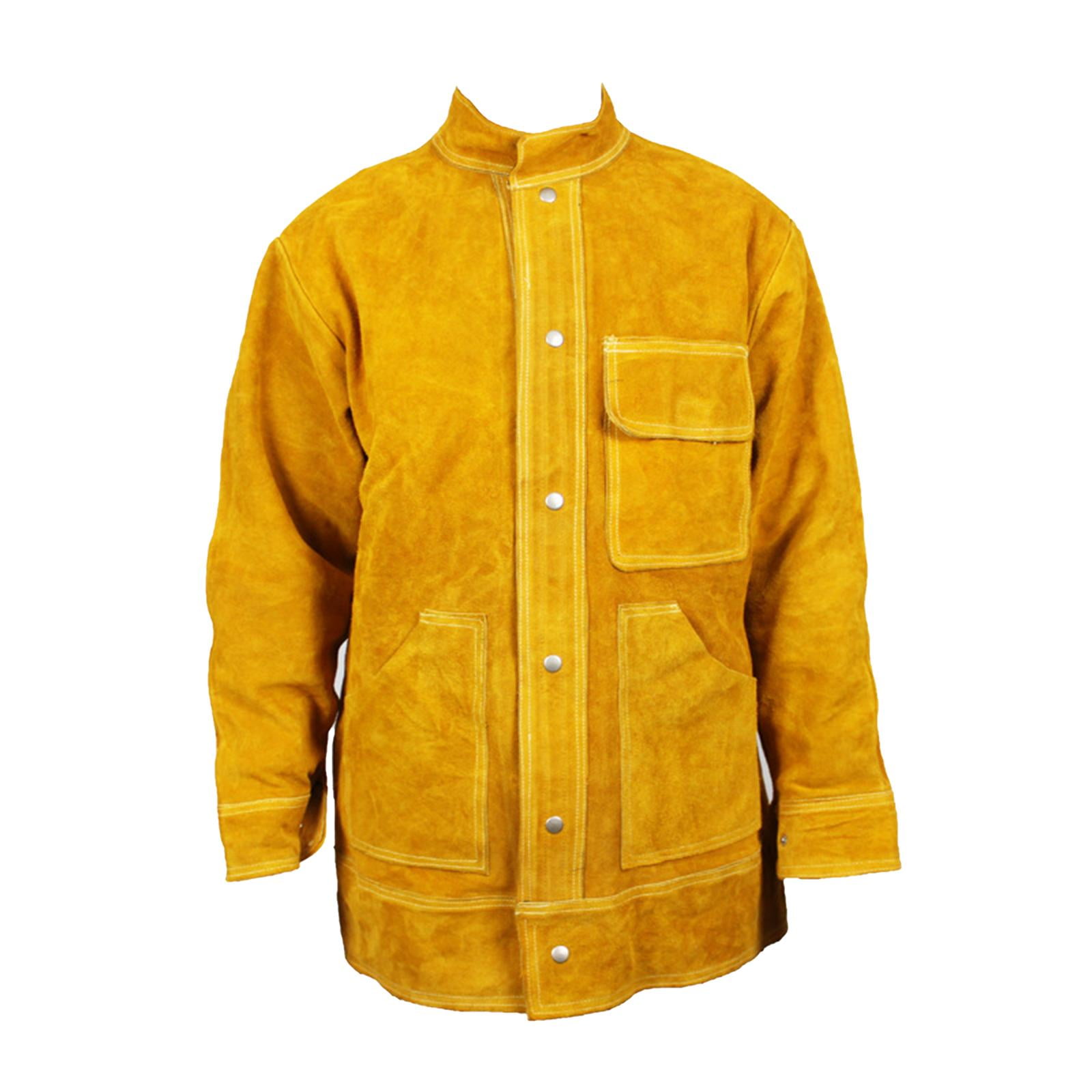 Cowhide Leather Welding Jacket Coat Flame-Resistant Welder for Men 170-180cm