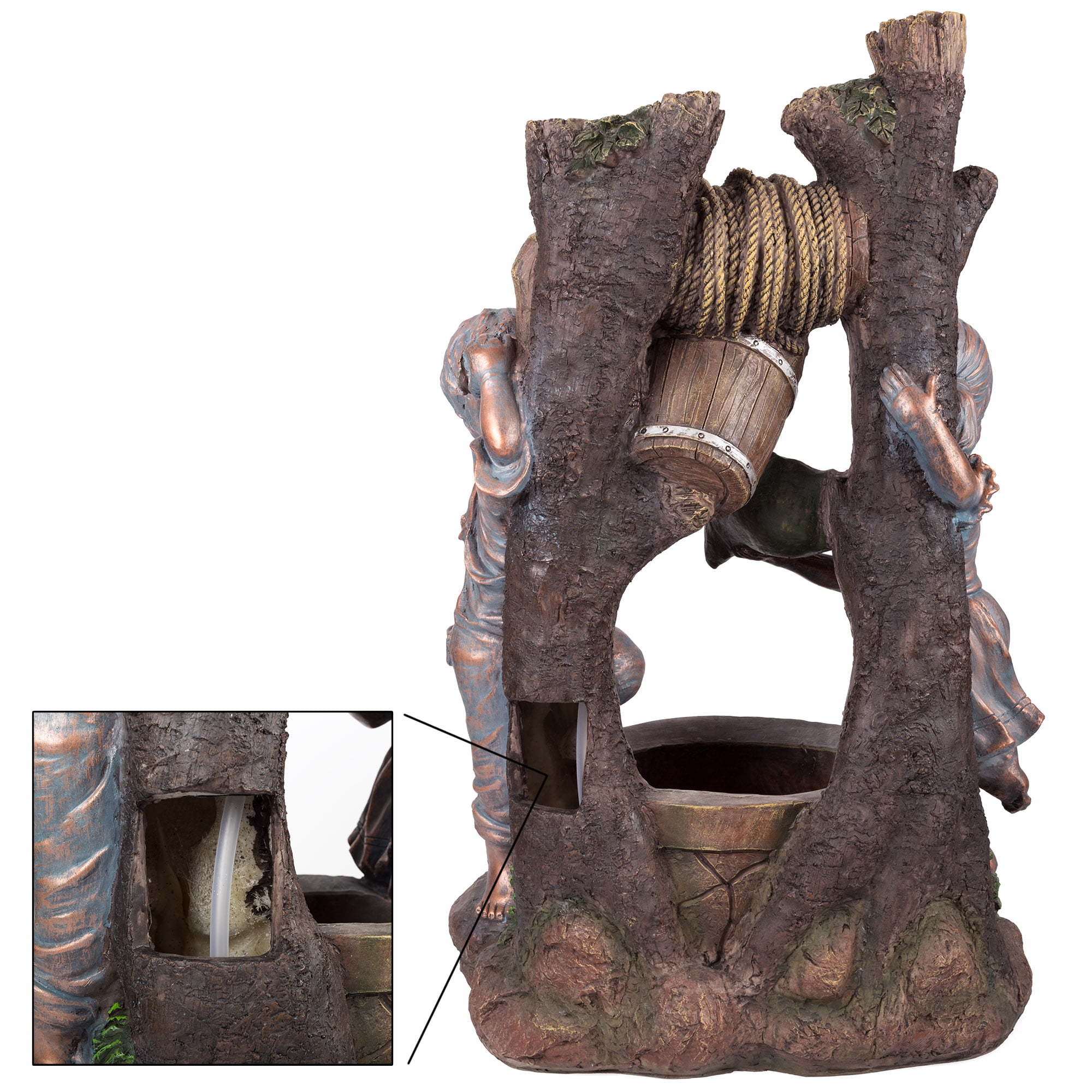 Pure Garden Polyresin Boy and Girl Outdoor Water Fountain (Antique Bronze)