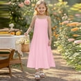 thumbnail image 6 of Mgmyaa Summer Girls Sleeveless Dresses Solid Color Spaghetti Straps Sundress Beach Long Dress for Kids Size 4-14, 6 of 8