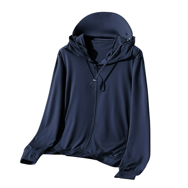 JMYHOAM Hoodies for Men Summer Solid Color Sunscreen Jacket with Hooded Protective Line Jacket