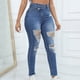 thumbnail image 3 of WILLBEST Jeans Mujer Pantalones Vaqueros Desgastados de Cintura Alta para Mujer, Elásticos, de Corte Cómodo, Clásicos, de Mezclilla, Informales, de Moda. Extra Chica, 3 of 5