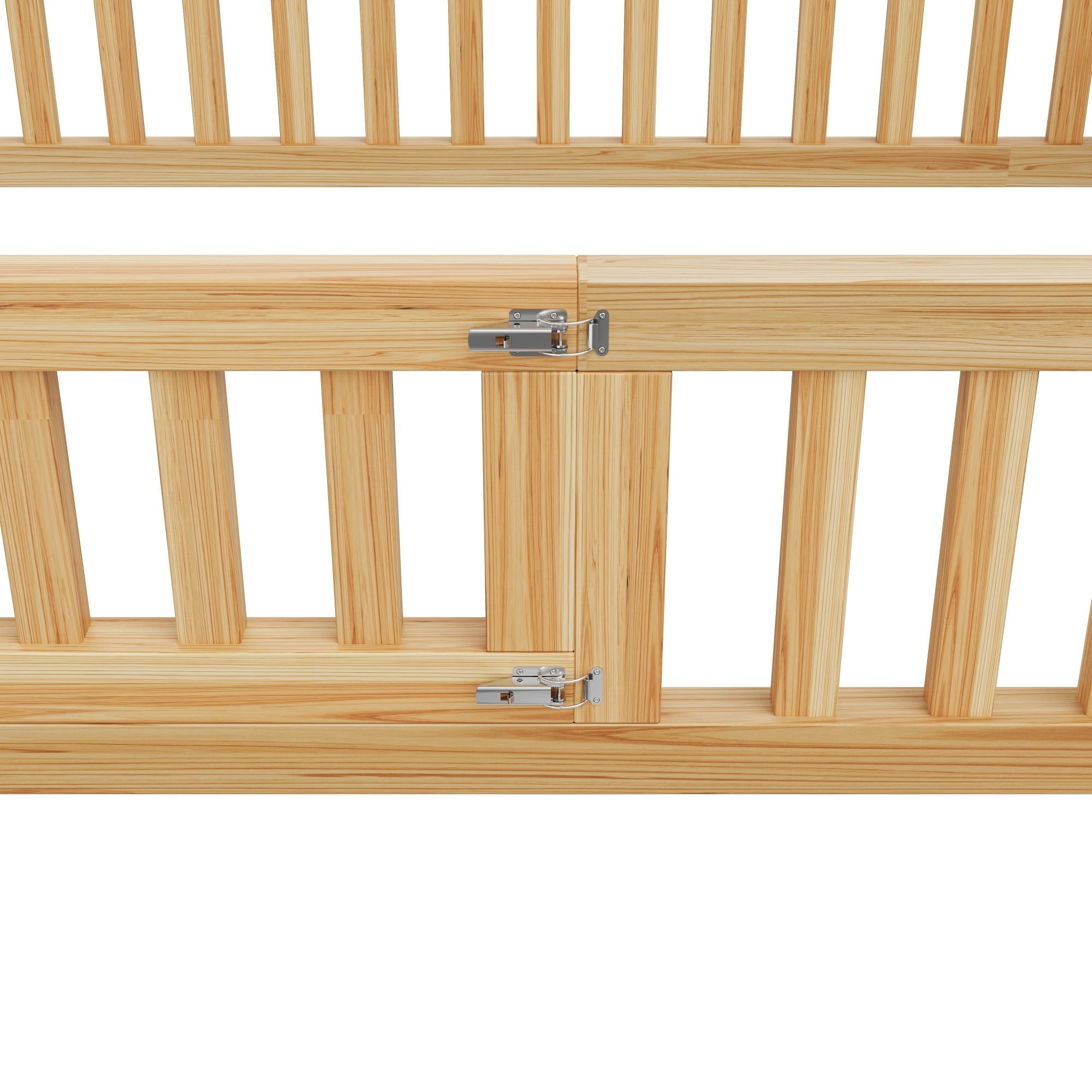 Euroco Twin and Full Size L-Shaped Platform Bed, Floor Bed with Full Guardrails and Storage, Natural