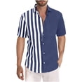 thumbnail image 2 of LSLJS Chemise pour Hommes Imprimée à Rayures Non Positionnées Manches Courtes Col à Revers Chemise Hawaïenne Plage Décontractée Chemise Régulière Haut Blouse, Chemises et T-Shirts Athlétiques pour Hommes Cadeaux pour Hommes, 2 of 5