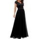 thumbnail image 4 of SAYOO Vestido de Noche Largo para Mujer, Vestido Elegante con Escote en V sin Espalda de Patchwork de Encaje de Color sólido, Ropa Simple de una Pieza SAYOO casual, 4 of 9
