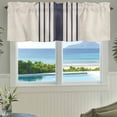 thumbnail image 3 of Midnight Blue Striped Farmhouse Short Window Curtain Valances, Beige Geometric Modern Art Rod Pocket Kitchen Valances for Living Room Bedroom Bathroom Cafe 54" x 18", 3 of 8