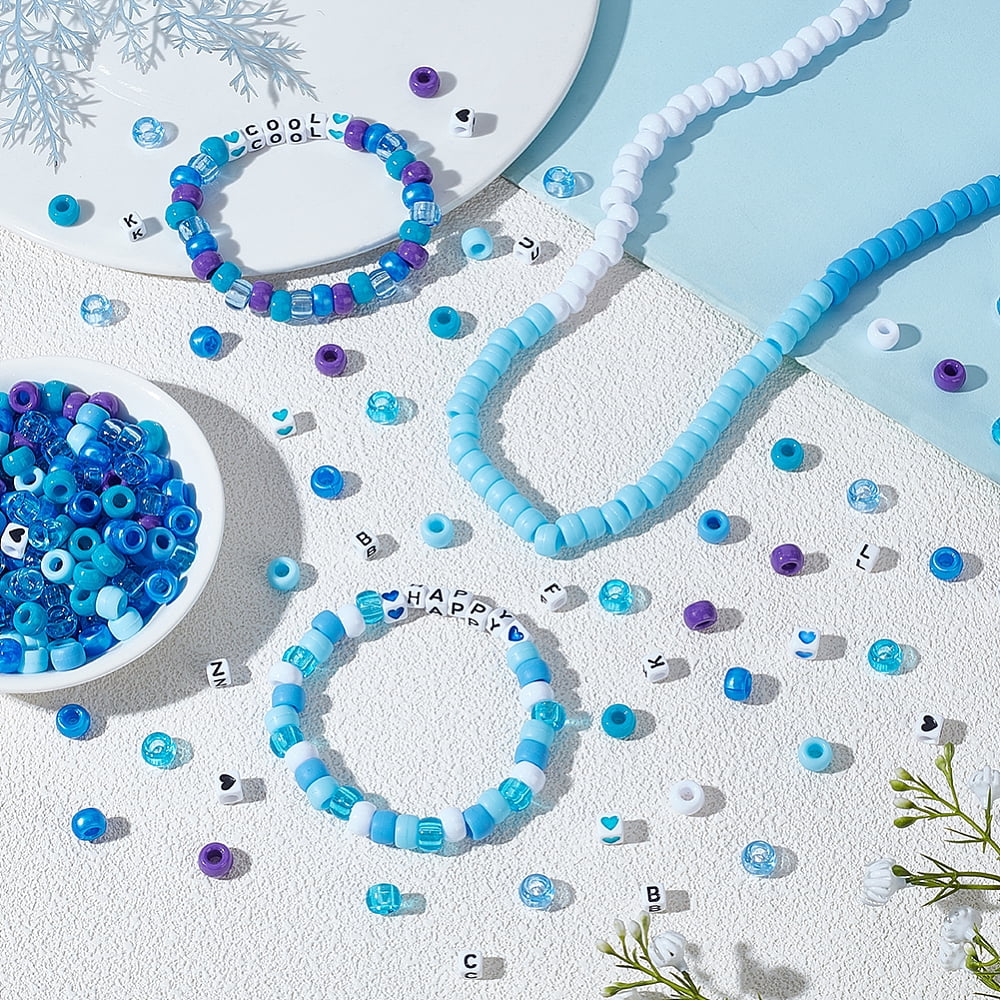 1 Set DIY Plastic & Acrylic Beads Making Kits Cube & Barrel Deep Sky Blue 6~9x6~7x6~6.5mm Hole: 3.2~3.8mm 1720pcs/set