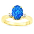 thumbnail image 2 of Star K � 3 Three Stone Oval Created Blue Opal Classic Engagement Promise Ring, 2 of 9