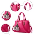 thumbnail image 4 of Faraee Womens Purses and Handbags Leather Shoulder Crossbody Bag Ladies Top Handle Bags Satchel with Zipper Plush Pendant Hot Pink, 4 of 5