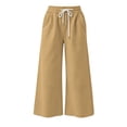 thumbnail image 3 of HomeDM Wide Leg Sweatpants with Pockets Drawstring Elastic Waist Lounge Khaki Athletic Pants for Workout Running Size XL, 3 of 6