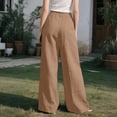 thumbnail image 7 of VBVC Women's Cotton-Linen Dress Pants,High Waisted Buttoned Work Trousers For Women,Ladies Summer Wide Leg Business Pants with Pockets,Khaki,S-2XL, 7 of 7
