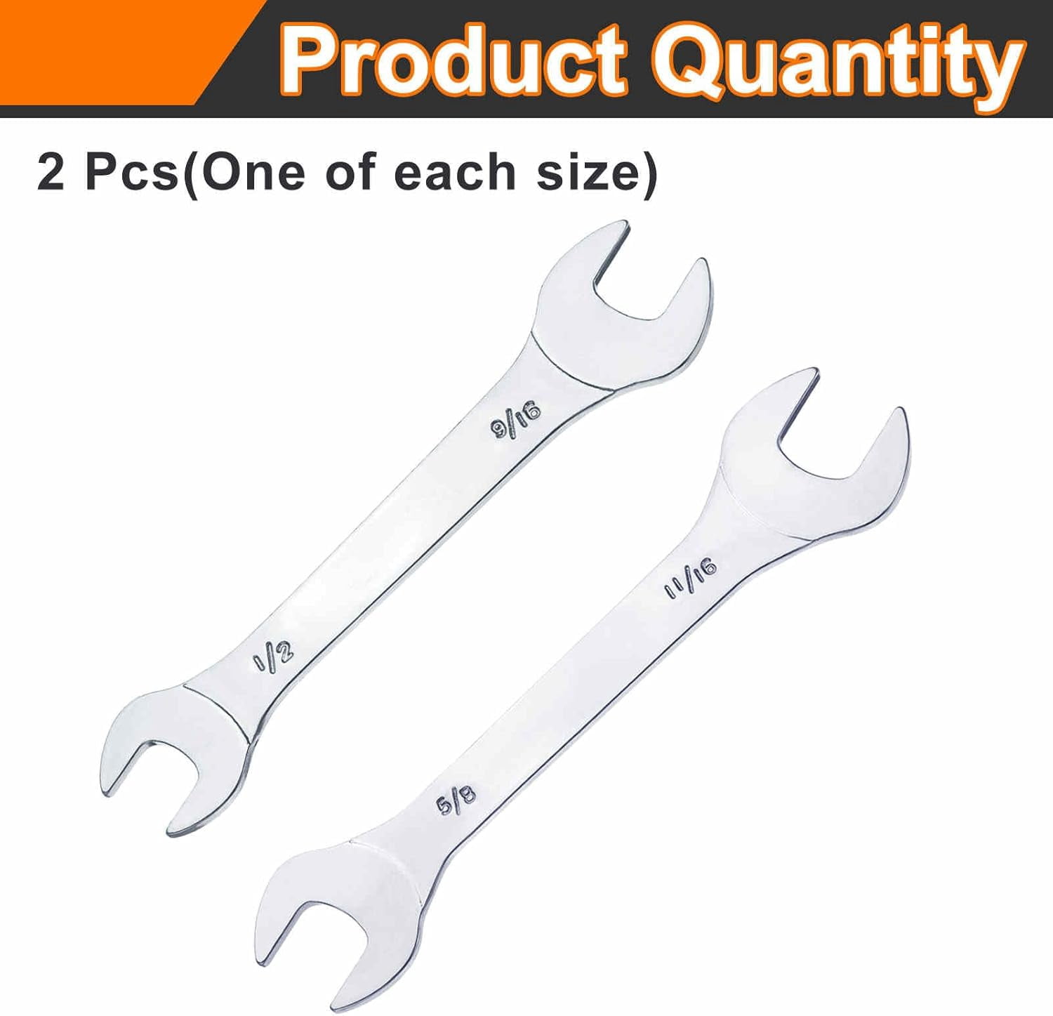 MKEUDQ-2pcs Double Open End Thin Wrench Set 3/8" 7/16" 1/2" 9/16" SAE Super Thin Small Flat Head Wrench Mirror Polished Open Ended Spanner for Automotive Repair Furniture Assembly