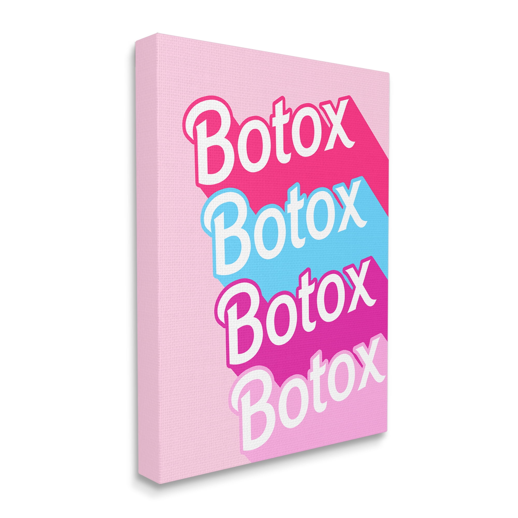 Stupell Industries Pink & Blue Botox Phrase Inspirational Painting Gallery Wrapped Canvas Print Wall Art, 30 x 40