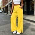 thumbnail image 3 of MLCDZ Fall Sweatpants for Women Drawstring Side Snap Button Lightweight Casual Loose Fit Track Pants with Pockets Comfy Baggy Lounge Golf Workout Trousers, 3 of 10