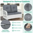 thumbnail image 4 of VIVIJASON 2-Piece Patio White Wicker Loveseat Glider Set Cushioned, Outdoor Conversation Furniture Sets with 2-Seater Glider Rocking Bench, Coffee Table and Cushions for Porch Garden Poolside, Grey, 4 of 7
