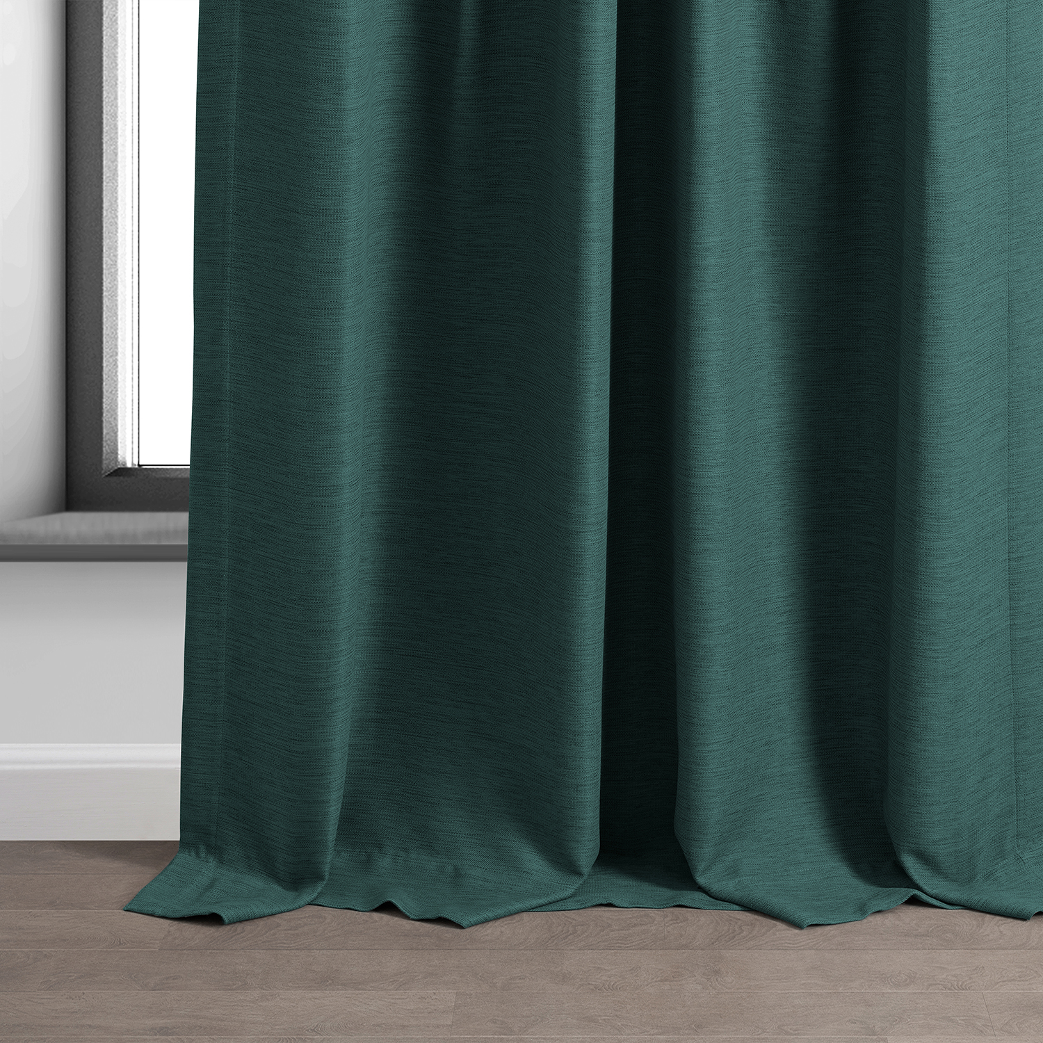 Half Price Drapes Bayberry Teal Bellino Textured Faux Linen Room Darkening Curtains For Bedroom & Living Room Curtains(1 Panel), Curtains 120 Inches Long, 50W X 120L