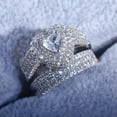 thumbnail image 3 of 2 Pcs/Set Romantic 925 Silver Rings Cubic Zircon Engagement Band Jewelry Sz 6-10, 3 of 6