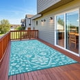 thumbnail image 4 of EastVita 8 X 10 ft Plastic light Blue White Rectangular Beach Front Porches Patio Picnic RV Camping Garage Flower Persian Area Rug, 4 of 10