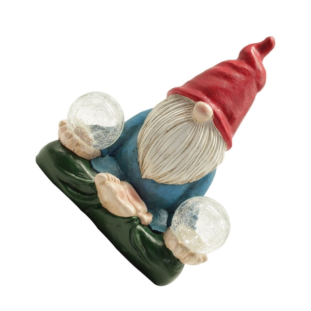 Yuarrent Estatua de gnomo de jardín, figurita de gnomo de resina Solar, figurita de gnomo de césped para Patio, porche de césped Decoración del hogar