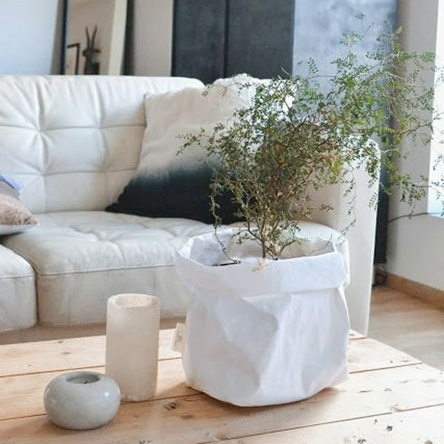 Amzcrzy Rangement et Organisation Sac en Papier Kraft Lavable Pots de Fleurs Sac de Rangement Multifonction Blanc Conteneur de Rangement pour la Maison