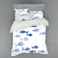 thumbnail image 2 of Ambesonne Animal Bedding Set 3 Pcs, Watercolor Fishes, Twin, Pale Blue Mauve Blue, 2 of 3