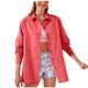 thumbnail image 1 of Blusa de color liso de manga larga con botones sueltos y solapa informal a la moda para mujer Fridja  bvmnju7566, 1 of 7