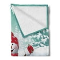 thumbnail image 2 of Christmas Soft Flannel Fleece Throw Blanket, Snow Covered Mountain Fir Trees and Skiing Snowman Fun Holiday Activity, Cozy Plush for Indoor and Outdoor Use, 50" x 70", Teal Red White, by Ambesonne, 2 of 5