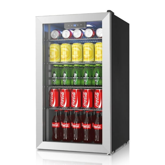 VINECOLD 116 Can Beverage refrigerator with Glass Reversible Door for Home Kitchen
