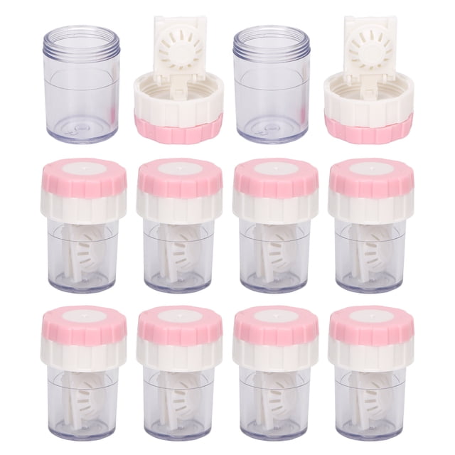 Contact Lens Cleaning Case, Rotation ABS Professional Portable Contact Lens Cleaner Cute 10pcs for Office for Men Pink