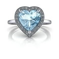 thumbnail image 2 of 925 Sterling Silver Ring Aquamarine Ring Heart Shaped Aquamarine Ring Heart Cut Blue Gemstone Unique Aquamarine Ring, 2 of 5