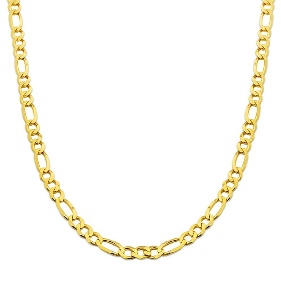 10K Yellow Gold 6.5mm Solid Figaro Chain Necklace (22 inches)