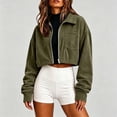 thumbnail image 2 of CHGBMOK Women Corduroy Cropped Jacket Lapel Zip Up Long Sleeve Casual Outerwear with Chest Pocket Loose Fit Y2K Short Coat, 2 of 5