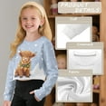 thumbnail image 6 of COEQINE Trendy Girls Crop Top Long Sleeve Sweatshirt, Cute Fall Winter Fashion Pullover with Dropped Shoulder for Kids Juniors Age 13-14, Highland Cow Snow Blue, 6 of 7