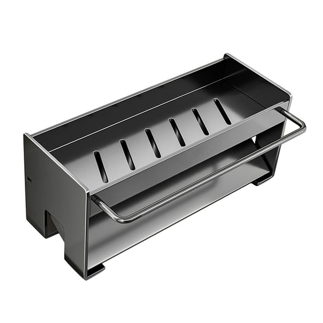 Escurridor de esponja para fregadero, soporte para paño de jabón, organizador multifuncional para fregadero, plato Negro Con Varilla