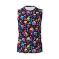 thumbnail image 6 of Lsque Skull rainbow color mushroom Print Men's Cotton Blend Sleeveless Muscle Shirts (S-3XL)- Moisture Wicking, Odor Protection, UPF 30+,Small, 6 of 8