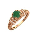 thumbnail image 2 of 5 MM Round Natural Green Onyx 925 Silver Rose Plated Valentines Day Gifts Blossom Design Ring, 2 of 4