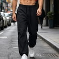 thumbnail image 2 of Turilly Sweatpants Plus Size Men's Relaxed Fit Cargo Pants Front Patch Pockets Drawstring Elastic Waist Casual Trousers, 2 of 9