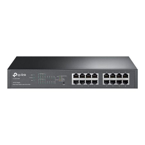 TP-Link TL-SG1016PE - Switch - smart - 8 x 10/100/1000 (PoE+) + 8 x 10/100/1000 - desktop, rack-mountable - PoE+ (110 W)