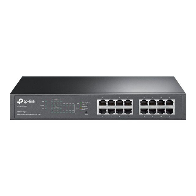 TP-Link TL-SG1016PE - Switch - smart - 8 x 10/100/1000 (PoE+) + 8 x 10/100/1000 - desktop, rack-mountable - PoE+ (110 W)