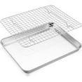 thumbnail image 1 of Stainless Steel Baking Sheet with Wire Rack Set .\uD x .\uD Cookie Sheet Baking Pan for Toaster Oven Small Metal Tray with Cooling Rack for Cooking Roasting Dishwashe, 1 of 7
