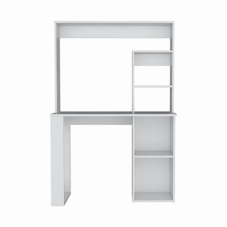 HomeRoots 526174 39 in. White Wood Computer Desk with Hutch