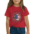 thumbnail image 4 of BRGZLK American Flag Sunflower Shirts For Toddler Kids Fashion American Flag Print Cotton T-Shirt Boys Girls Cute Round Neck Short Sleeve Top Red 5-6 Years, 4 of 6