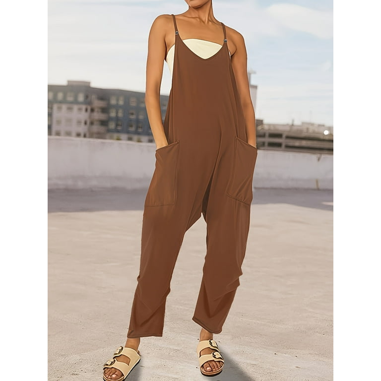 Spring Summer Chic Women s Solid Cami Jumpsuit High Elasticity Breathable Easy Care Perfect for Everyday Comfort Walmart