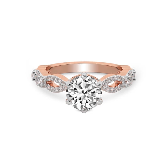 IGI Certified 1 Carat Round Shape Lab Grown Diamond Engagement Ring | 14K Rose Gold | Aristea Elite Milgrain Diamond Ring | FG-VS1-VS2 Quality Friendly Diamonds